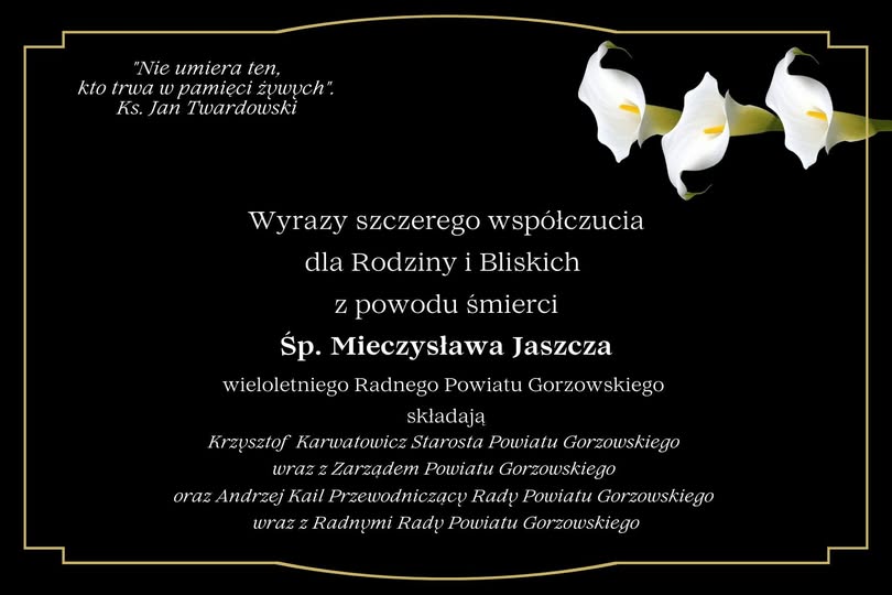 Nekrolog radnego Mieczysława Jaszcza
